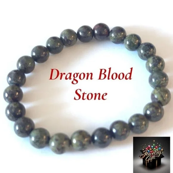 Dragon Blood Jasper 8mm Beaded Bracelet 7.48 Inch - Picture 1 of 11